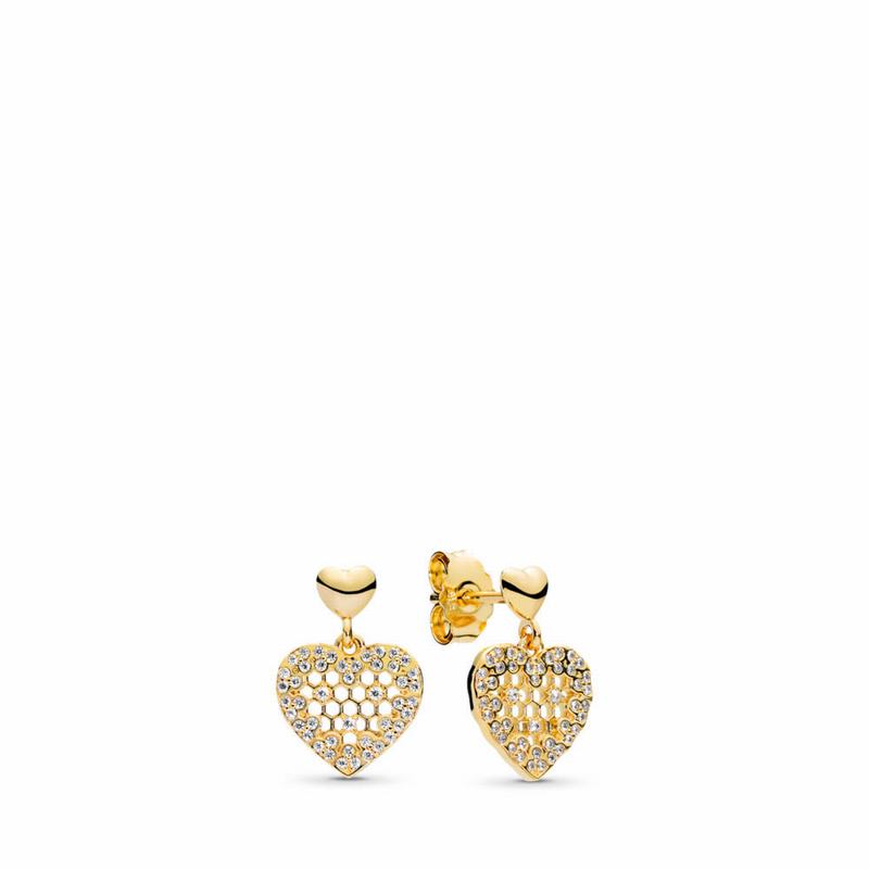 Pandora Shine™ Honeycomb Lace Dangle Earrings NZ, 18ct Gold Plated (709856-GTV)